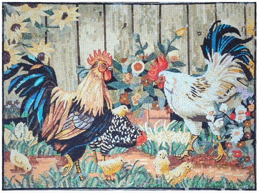 Chicken Garden Art Marble Painting