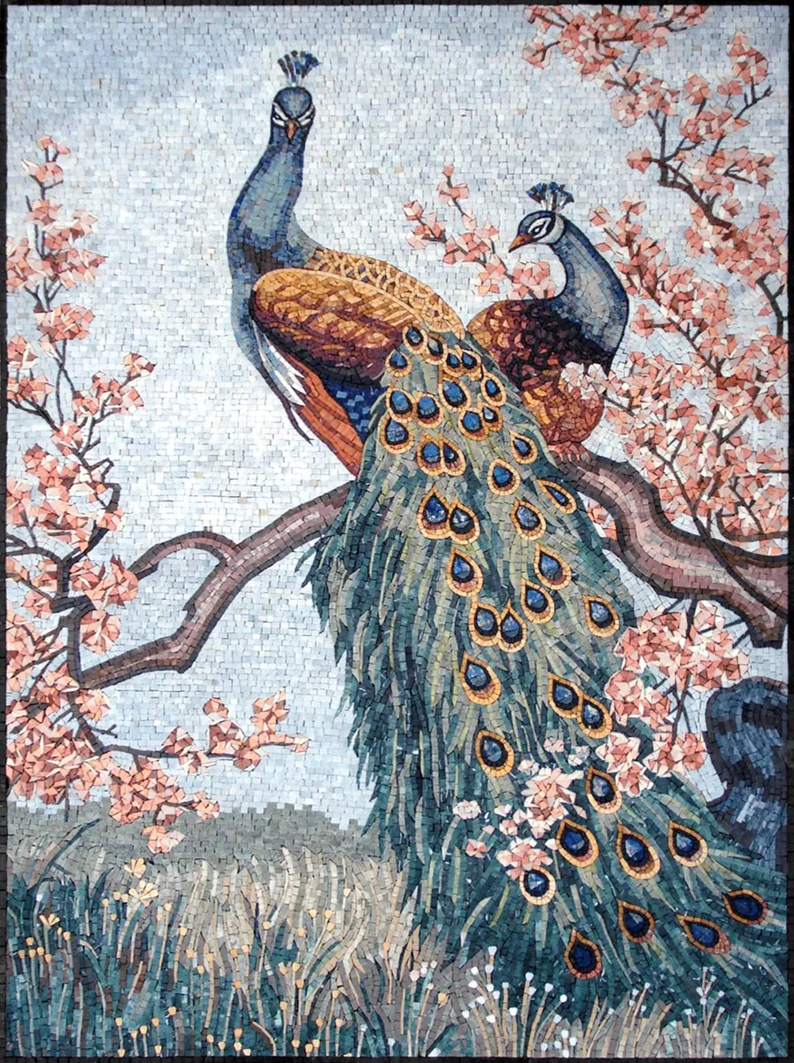 Two Peacocks in a Cherry Tree