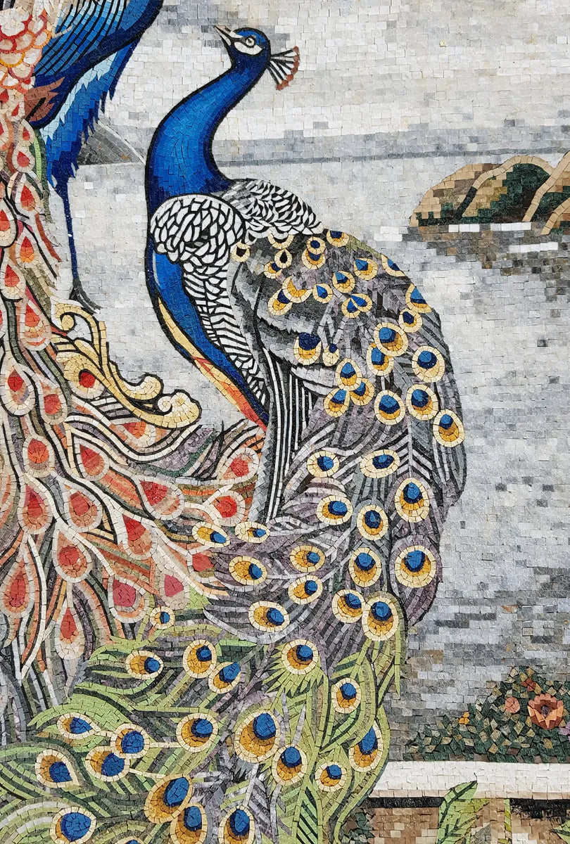 Two Brightly Colored Peacocks